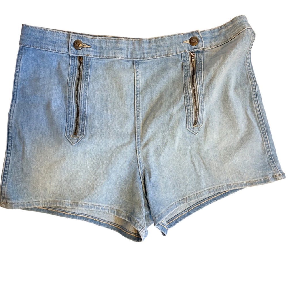 Lee Light Wash‎ Denim Shorts Zip Pocket Y2K Low Rise Jean Shorts Women's SZ 16